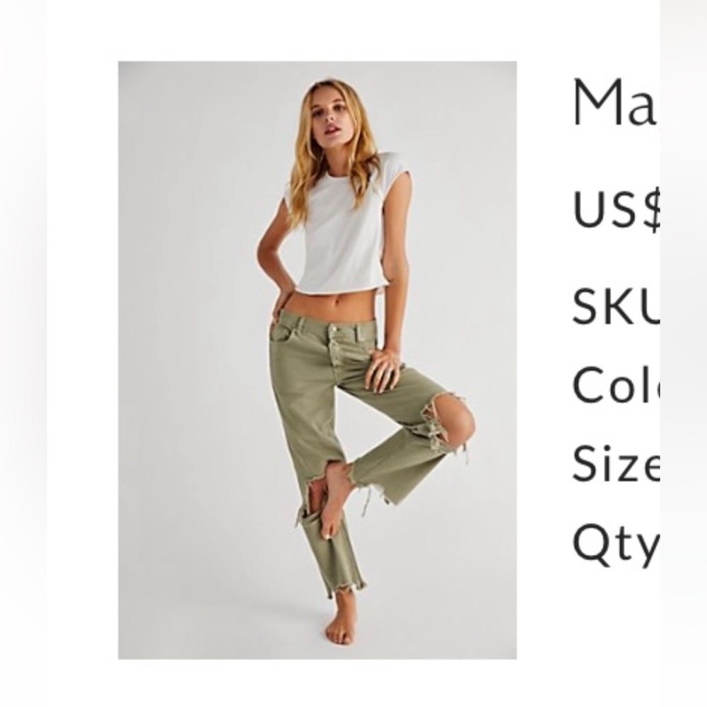 Free People Olive Straight Leg Jeans